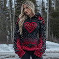 Women's Vintage Heart Art Knit Hooded Sweater elevenforest
