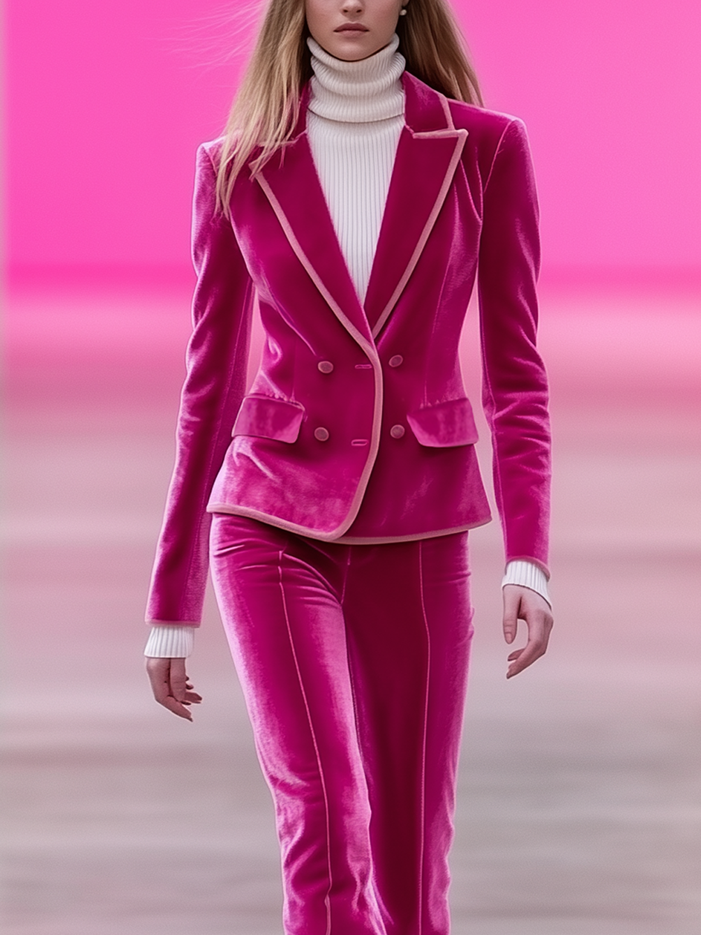 Shipping Barbie Pink Velvet Blazer With Light Pink Trimmed
