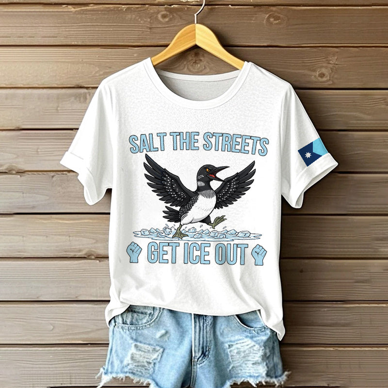 Comstylish Get Ice Out Minnesota Loon & Flag T Shirt