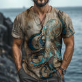 Vintage Octopus Art Print Casual Shirt elevenforest