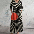 Vintage Abstract Geometry Art Women's Linen Dress elevenforest
