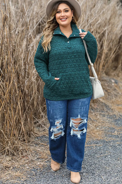 Quilted Blackish Green Sweatshirt
