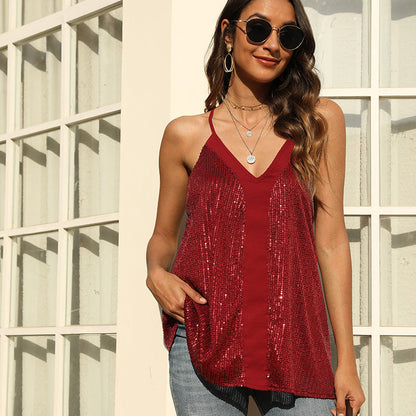 Azure Sequin Camisole Top