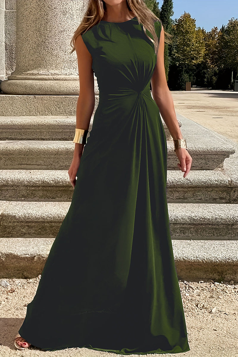 Simplicity Fold O Neck Vest Dresses