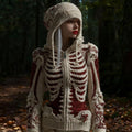 Comstylish Halloween Skull Sequin Art Knit Zipper Hooded Sweater