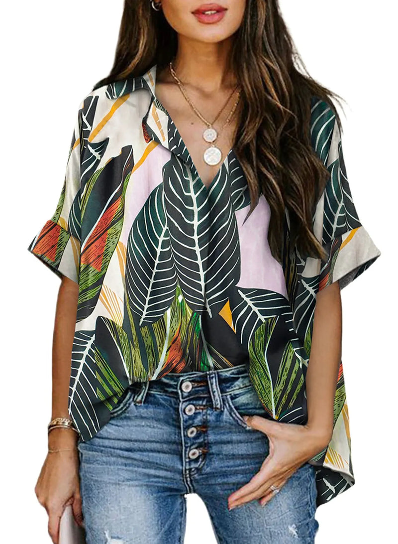 Summer ’s V Neck Half Cardigan Short Sleeve Shirt – Lightweight and Stylish