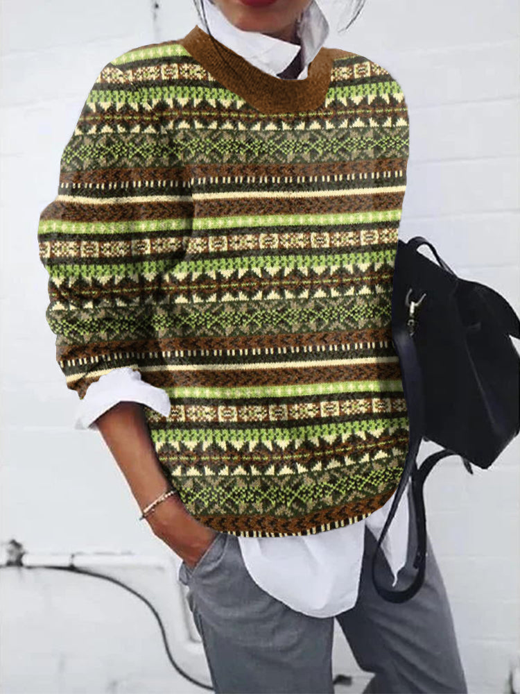 Vintage Jacquard Cozy Knit Icelandic Sweater elevenforest