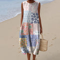 Women's Floral Art Pattern Design Midi Tank Dress elevenforest