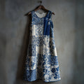 Comstylish Vintage Floral Art Patchwork Pattern Linen Tank Dress
