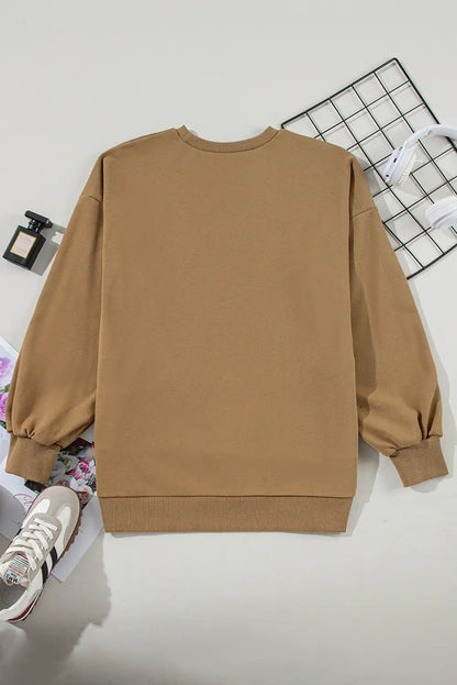 Stylish Brown High Low Hem Sweatshirt