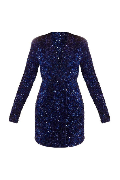 Yedda V-neck Sequins Blazer Mini Dress