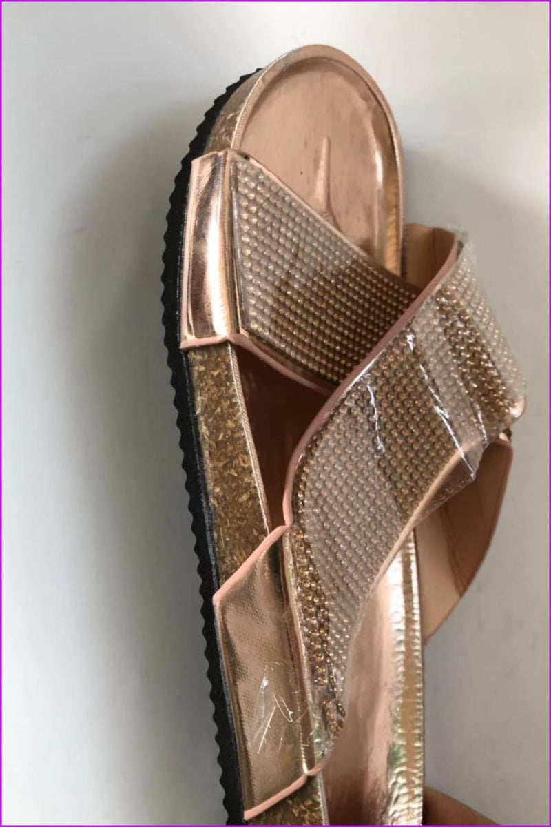 Gold/silver Blingbling Diamond Flat Sandals F169