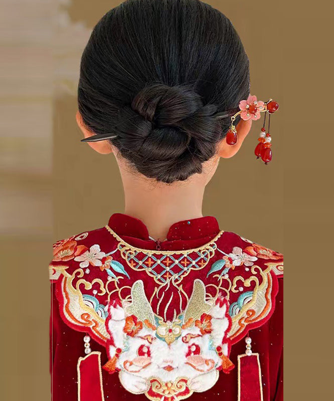 Chinese Style Black Woodiness Alloy Tassel Hairpin