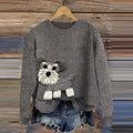 Comstylish Funny Mini Schnauzer Felt Applique Cozy Sweater