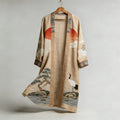 Japanese Crane Sunrise Landscape Flowy Linen Long Kimono elevenforest