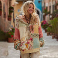 Women's Bohemian Floral And Rose Patchwork Cozy Warm Hoodie elevenforest