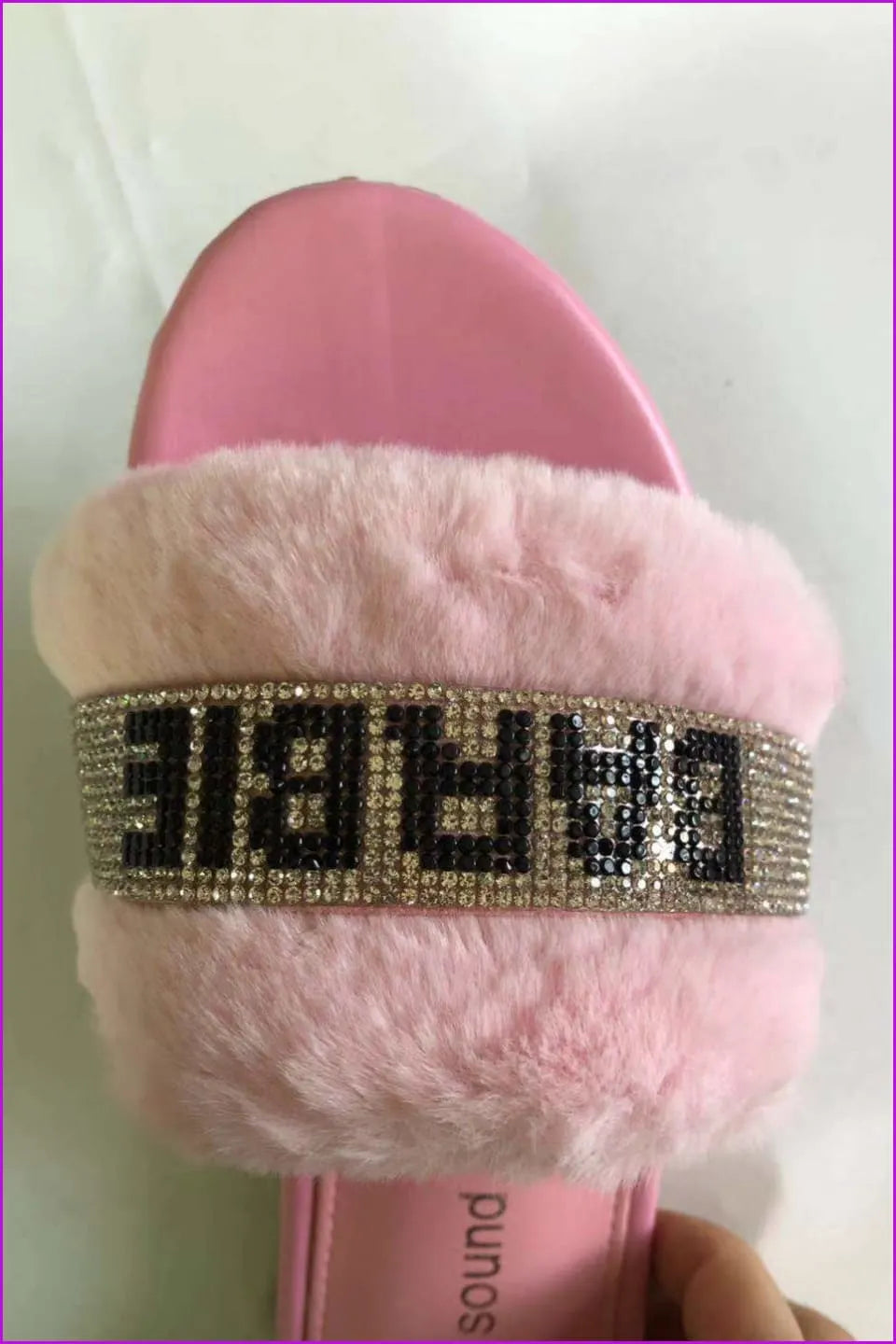 Crystal Diamonds Fur Slippers F391