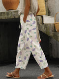 Comstylish Floral Embroidery Women's Linen Pants