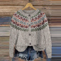 Retro Floral Knitted Button Down Cozy Sweater elevenforest