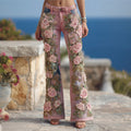 Vintage Pink Roses Glitter Embroidered Bootcut Jeans elevenforest
