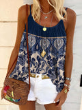 Women's Ethnic Retro Flowers Art Print Tank Top