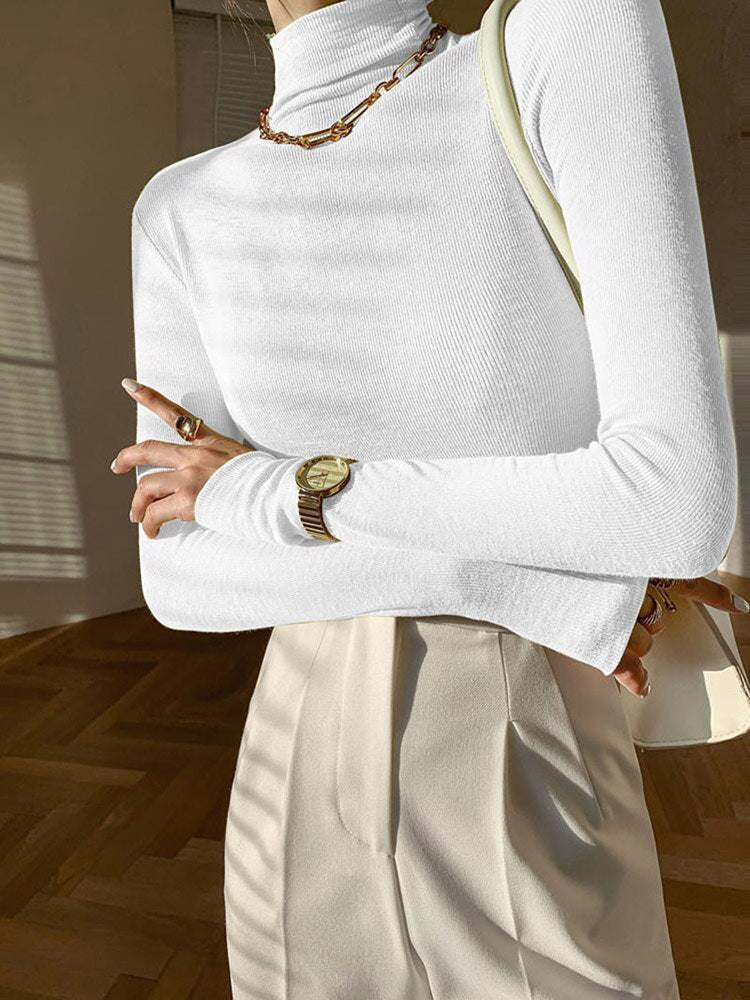 Woman Tshirts ’s Turtleneck Long-sleeved T-shirt Autumn Winter Coat Tops Mujer Camisetas