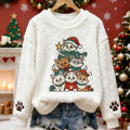Comstylish Cute Cat Christmas Tree Pattern Warm Crew Neck Sweater