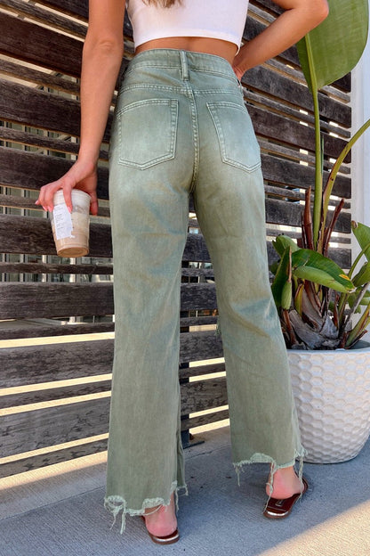 Ripped Patchwork High Waist Regular Denim Jeans