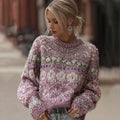 Women's Classic Fairman Isle Crochet Sequin Sweater elevenforest