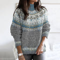 Vintage Fairman Island Geometric Pattern Contrast Turtleneck Sweater elevenforest