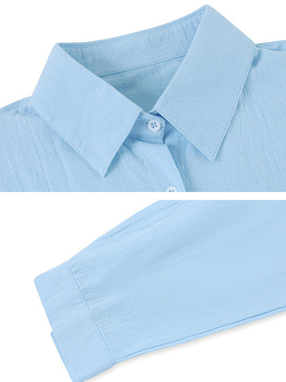 High-low Long Sleeves Split-joint Lapel Blouses