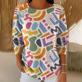 Comstylish Women's Colorful Irregular Pattern Casual Pullover Sweater