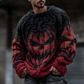 Men's Halloween Pumpkin Face Knit Pullover Sweater artswardrobe