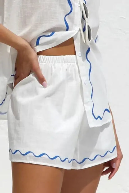 Summer Collared Short Cardigan Shirt Two Piece Suit – and Comfortable