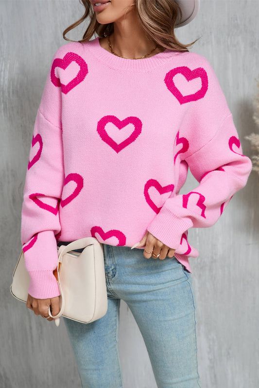 Estrella® | Heart-shaped, long-sleeved sweater with a crew neck and dropped shoulders