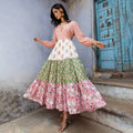 Women's Vintage Floral Patchwork Comfy Linen V-neck Spring Dress elevenforest