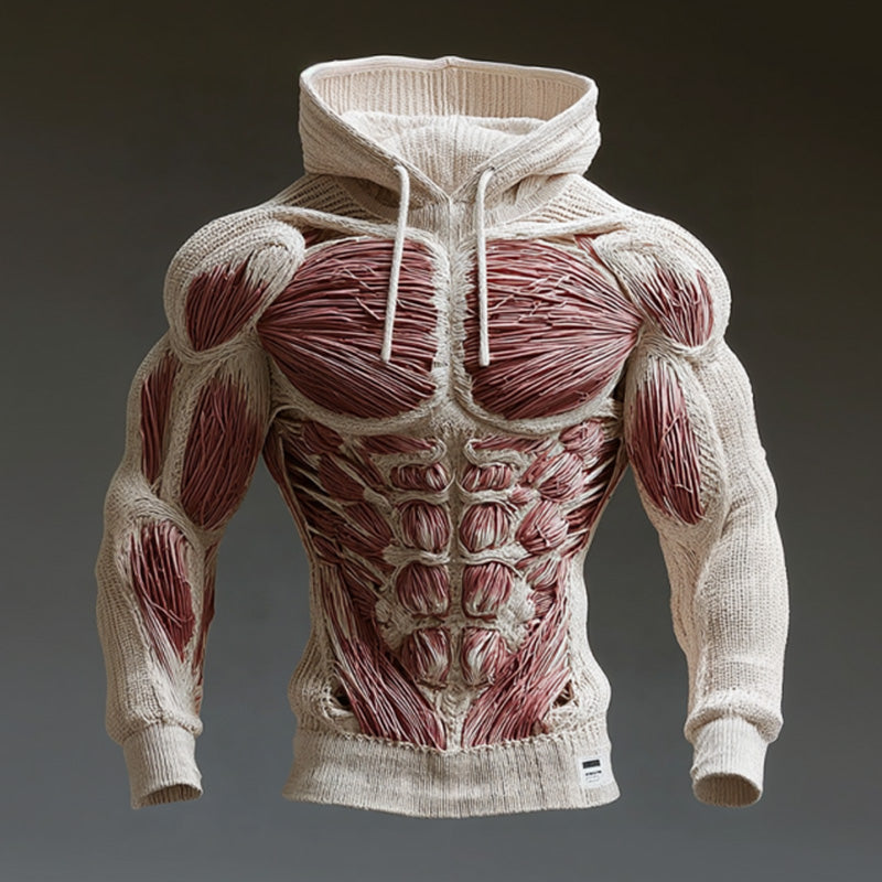 Line Art Men's Knitted Warm Hooded Sweater artswardrobe