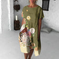 Vintage Flowers Japanese Flowy Midi Dress elevenforest
