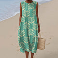 Comstylish Women's Vintage Floral Art Print Sleeveless Casual Dress