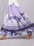 Women's Retro Casual Purple Floral Splicing Skirt elevenforest