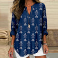 Comstylish Vintage Fish Sashiko Art Linen Cozy Tunic