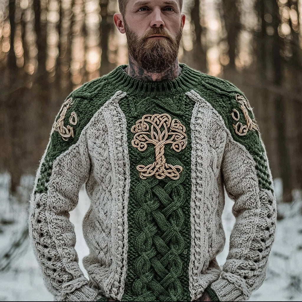 Men's Viking Tree Of Life Celtic Knot Knit Cozy Sweater artswardrobe