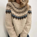 Vintage Contrast Color Block Braided Crew Neck Sweater elevenforest