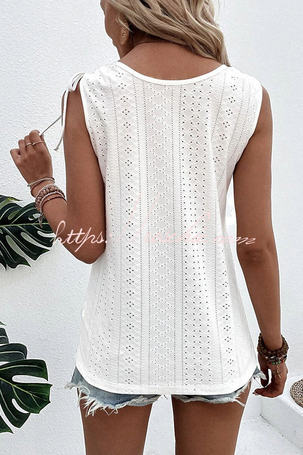 All About Spring Button Up Hollow Out Tank Top