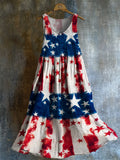 American Flag Inspired Bleached Flowy Linen Dress elevenforest