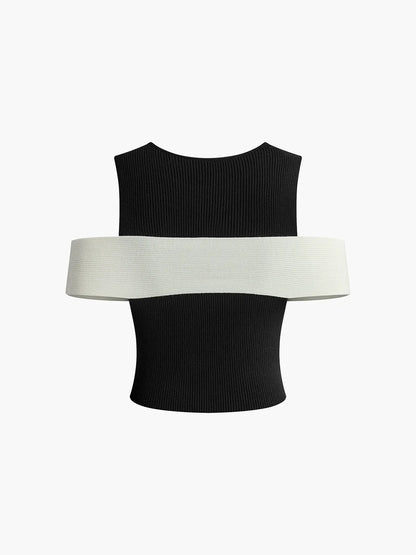 Bow-trim Stretch Sweater Vest
