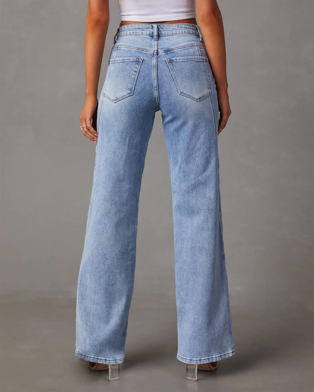 Loose Stitching Wide Leg Jeans – Flare Denim Pants