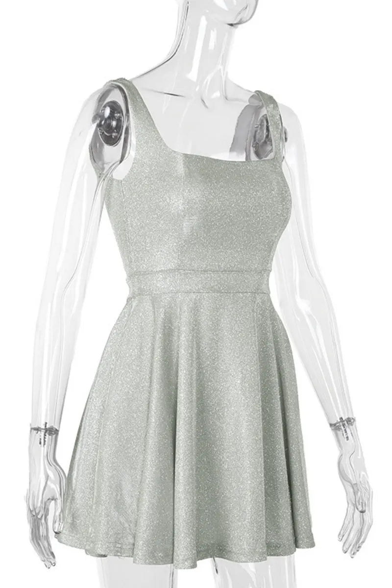 Color Backless U Neck Vest Dresses