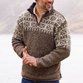 Vintage Warm Knitted Jacquard Iceland Half-Zip Neck Sweater elevenforest