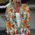 Vintage Embroidered Pumpkin Art Cozy Casual Sweater elevenforest